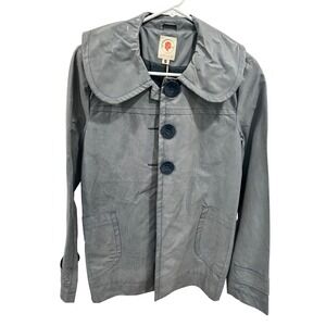 Tulle Women's Blue Gray Jacket Peter‎ Pan Collar Button Front Small S